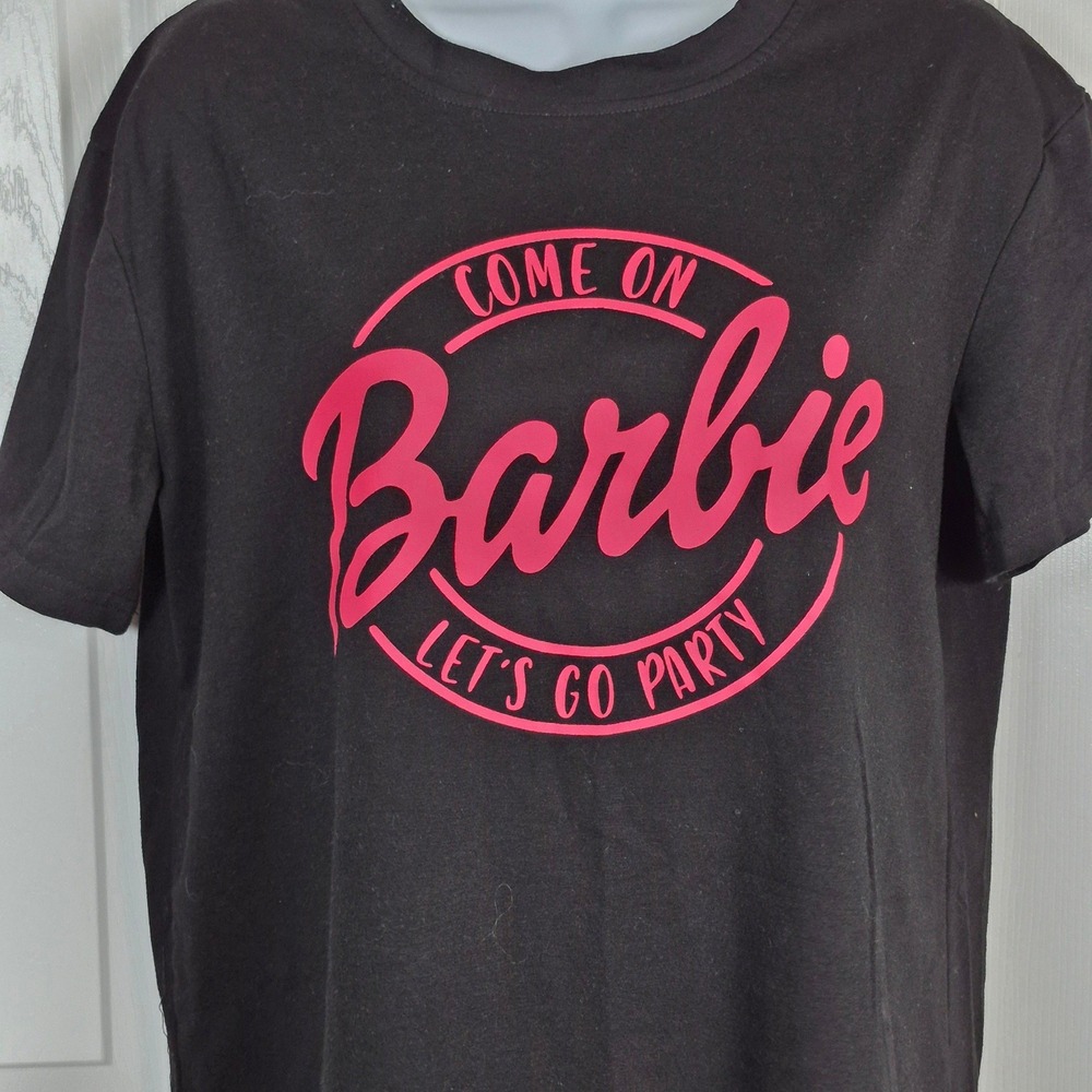 Come on Barbie let's go party black‎ pink tee shirt women's large - Picture 2 of 6